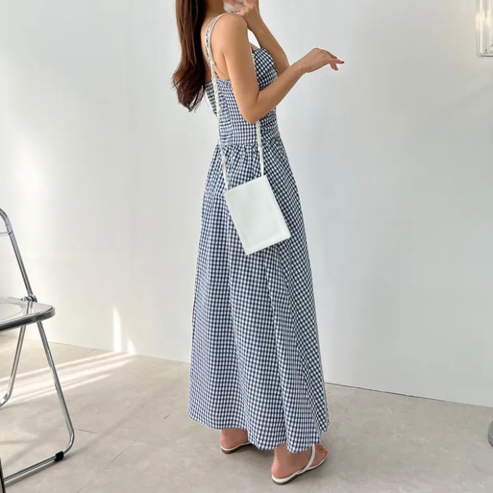 Pinched waist dress Korean style strap dress