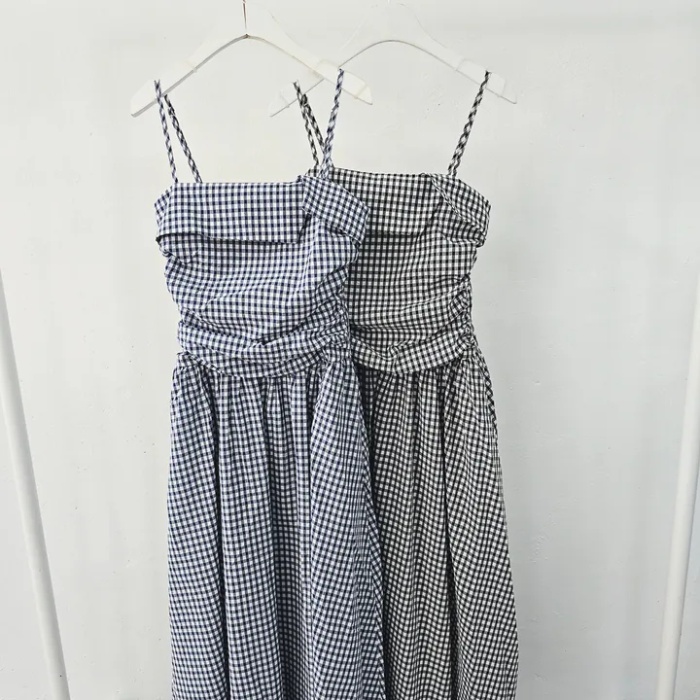 Pinched waist dress Korean style strap dress