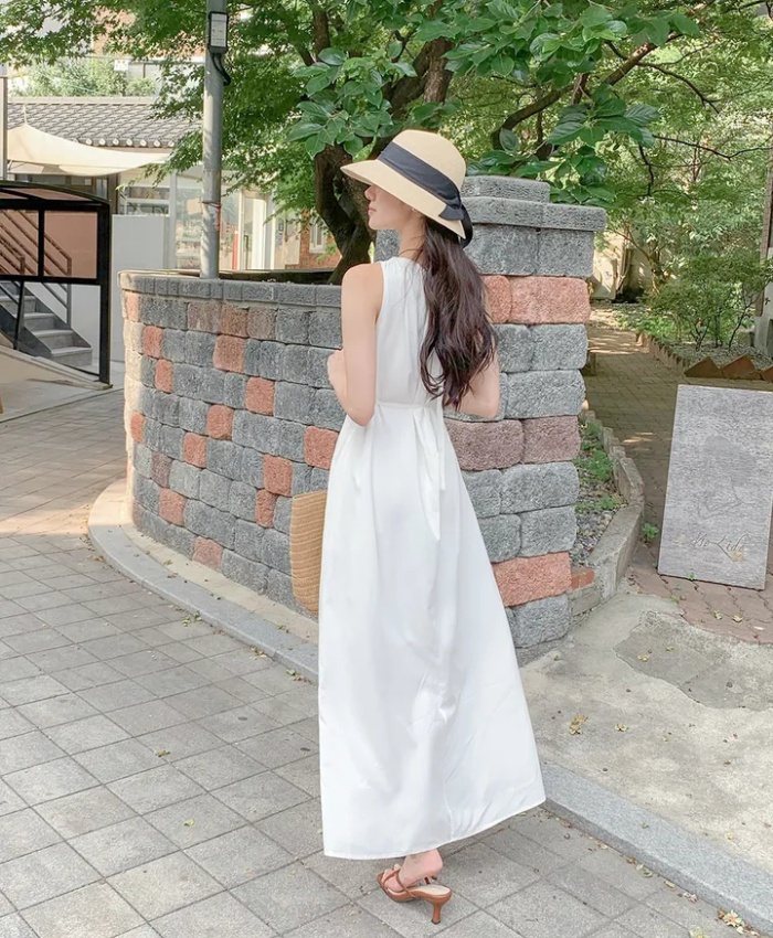 Korean style halter round neck vest frenum summer dress