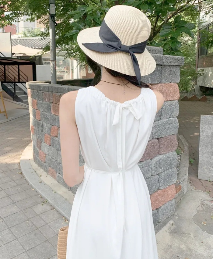 Korean style halter round neck vest frenum summer dress