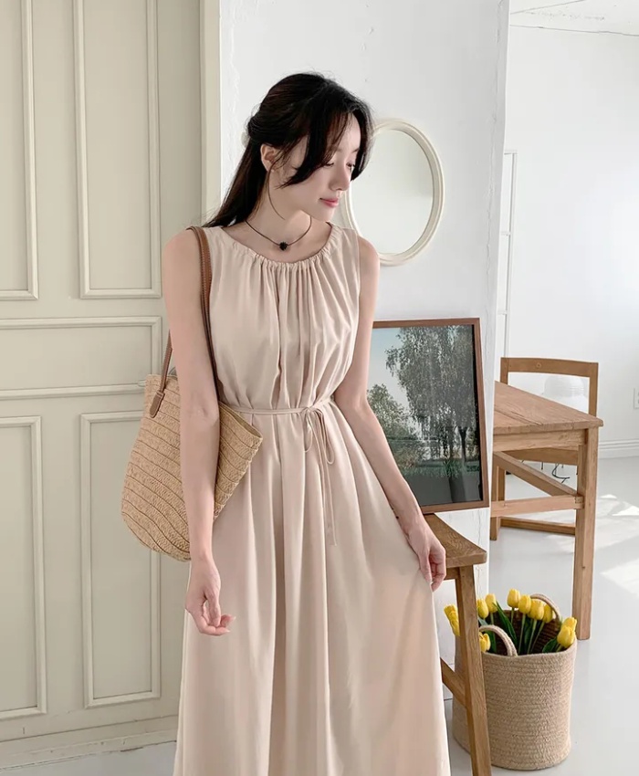 Korean style halter round neck vest frenum summer dress