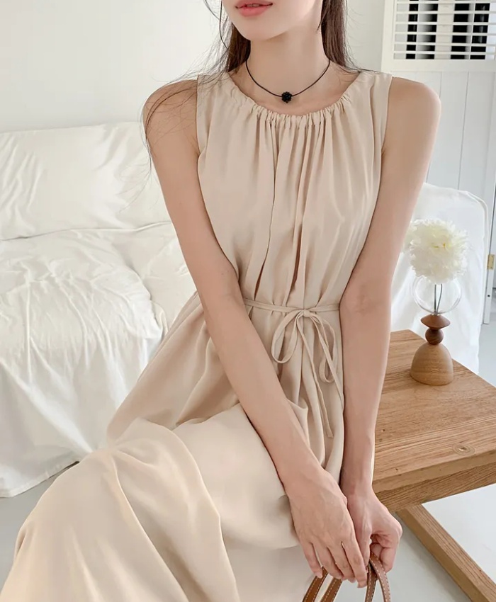 Korean style halter round neck vest frenum summer dress