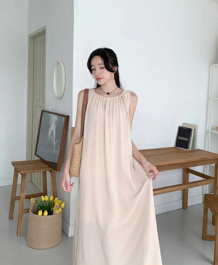 Korean style halter round neck vest frenum summer dress