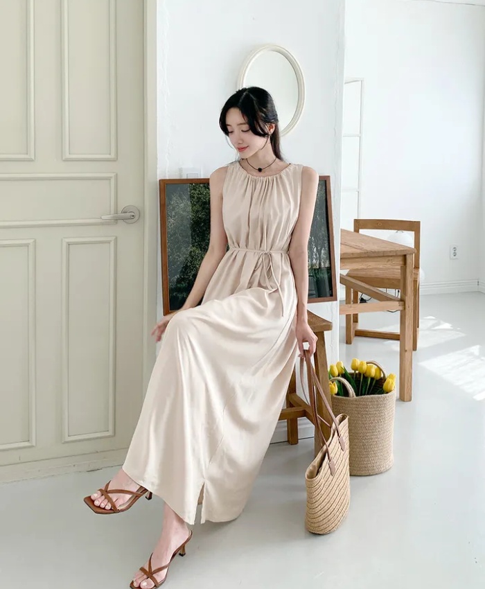 Korean style halter round neck vest frenum summer dress