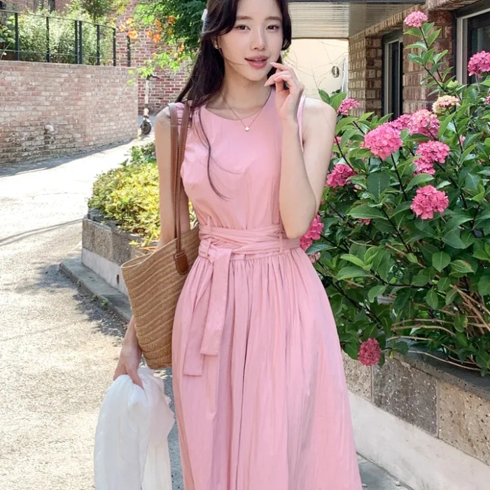 Summer vacation simple belt niche sleeveless sleeveless dress