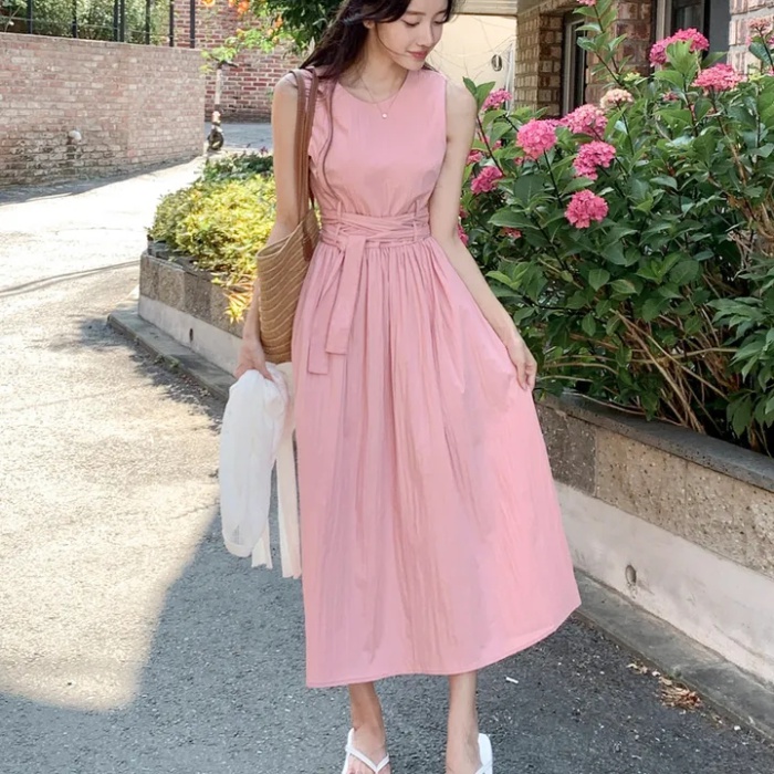 Summer vacation simple belt niche sleeveless sleeveless dress