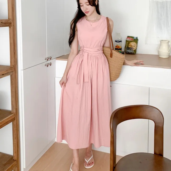 Summer vacation simple belt niche sleeveless sleeveless dress