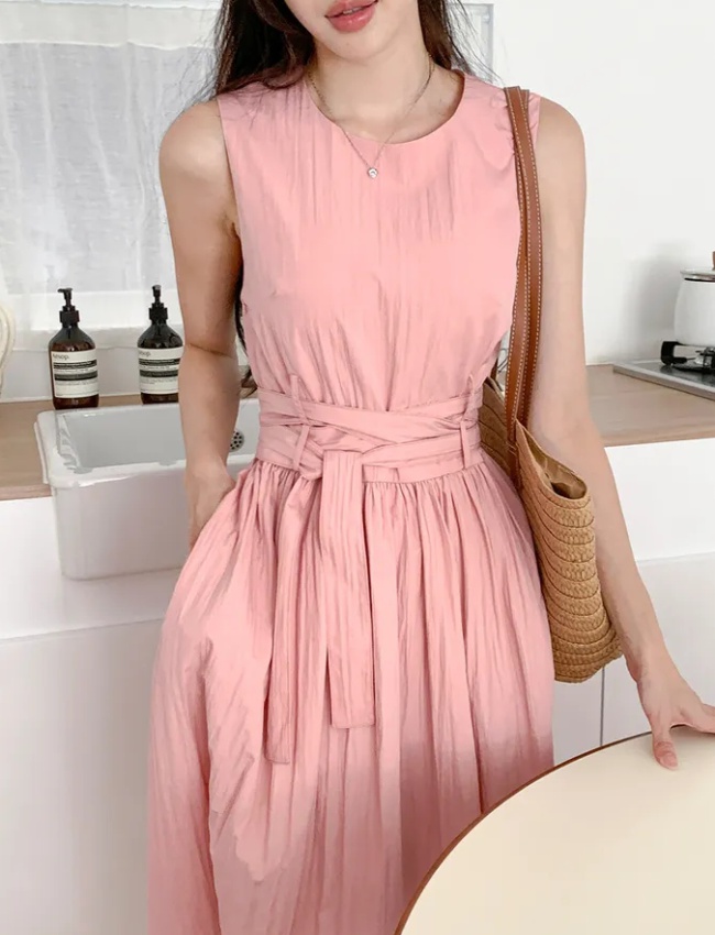 Summer vacation simple belt niche sleeveless sleeveless dress