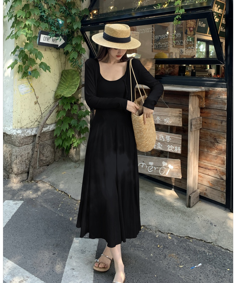 Tender sling cardigan drape dress 2pcs set for women