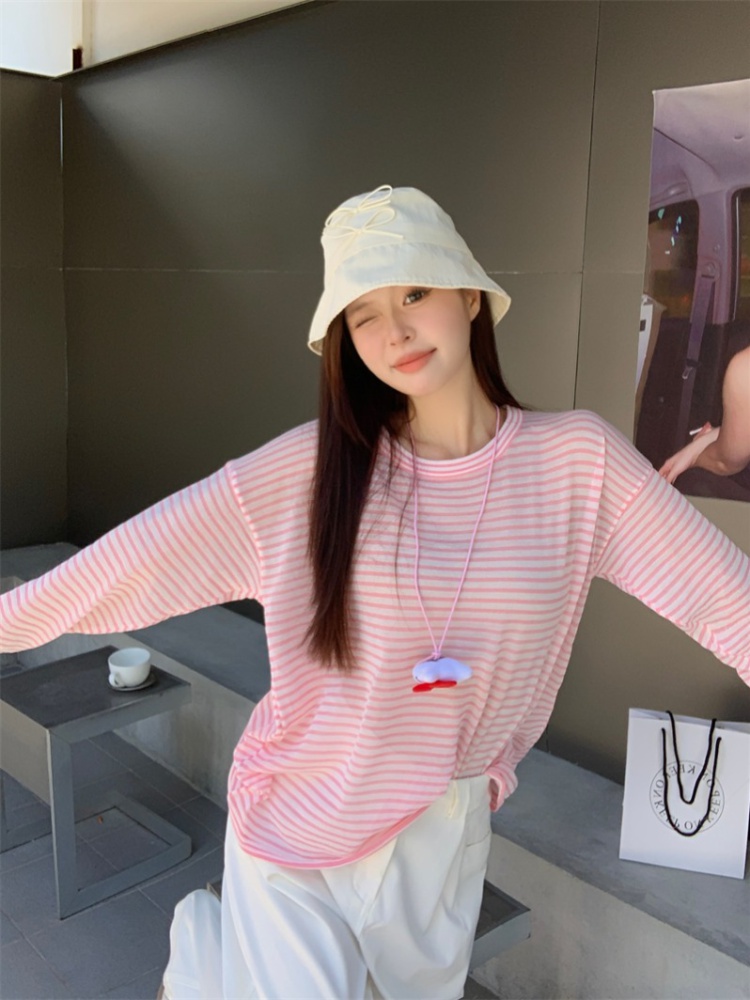 Thin knitted long sleeve shirts slim loose summer T-shirt