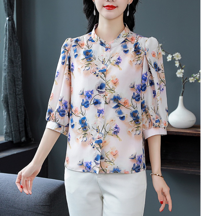 Short sleeve shirt chiffon small shirt for women