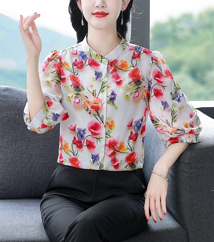 Short sleeve shirt chiffon small shirt for women