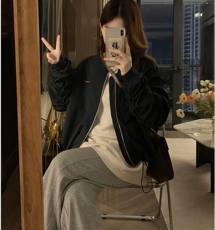 Fold sleeve long sleeve jacket for women