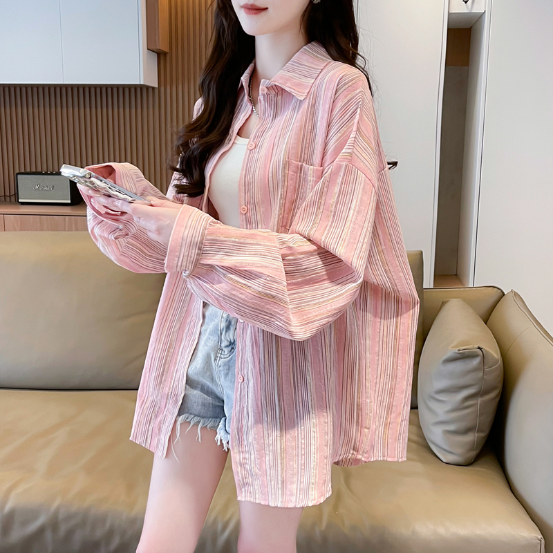 Fat large yard shirt stripe coat