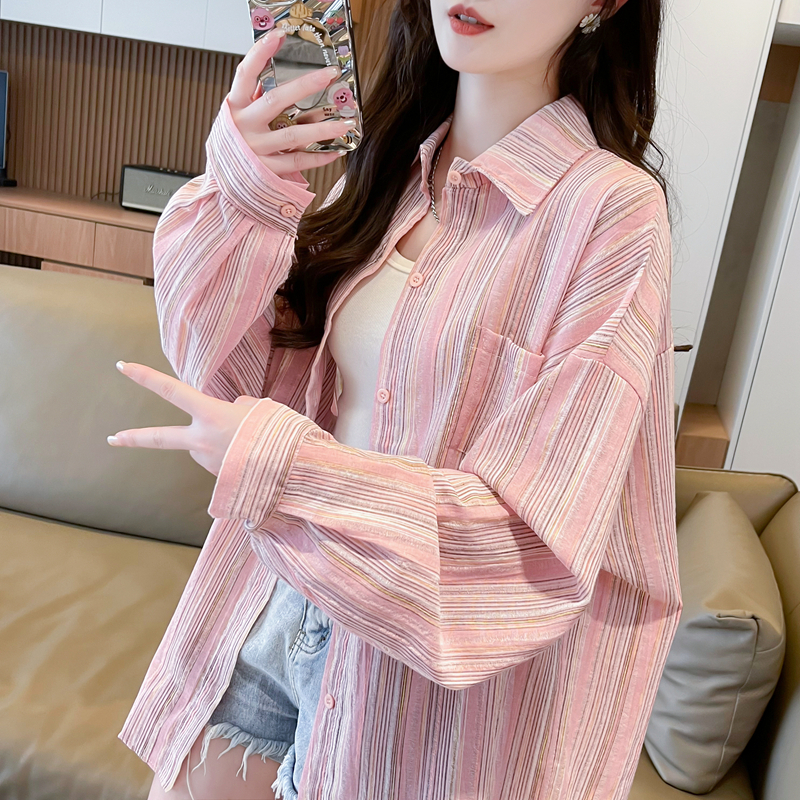 Fat large yard shirt stripe coat