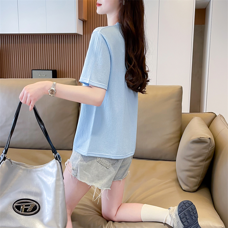 Cotton short sleeve tops summer T-shirt for women