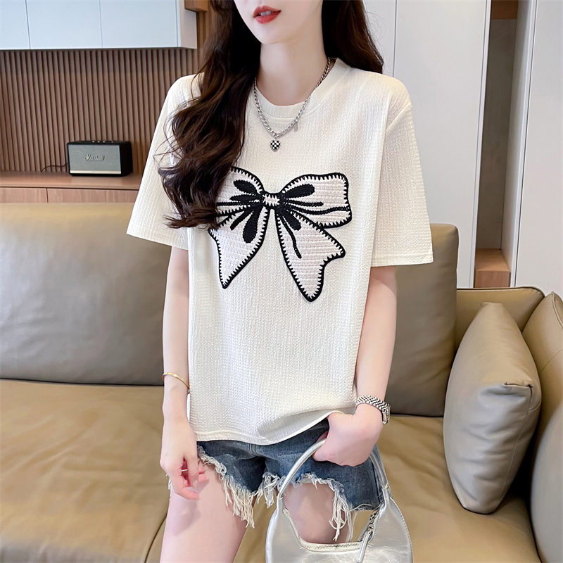 Cotton short sleeve tops summer T-shirt for women