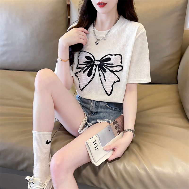 Cotton short sleeve tops summer T-shirt for women