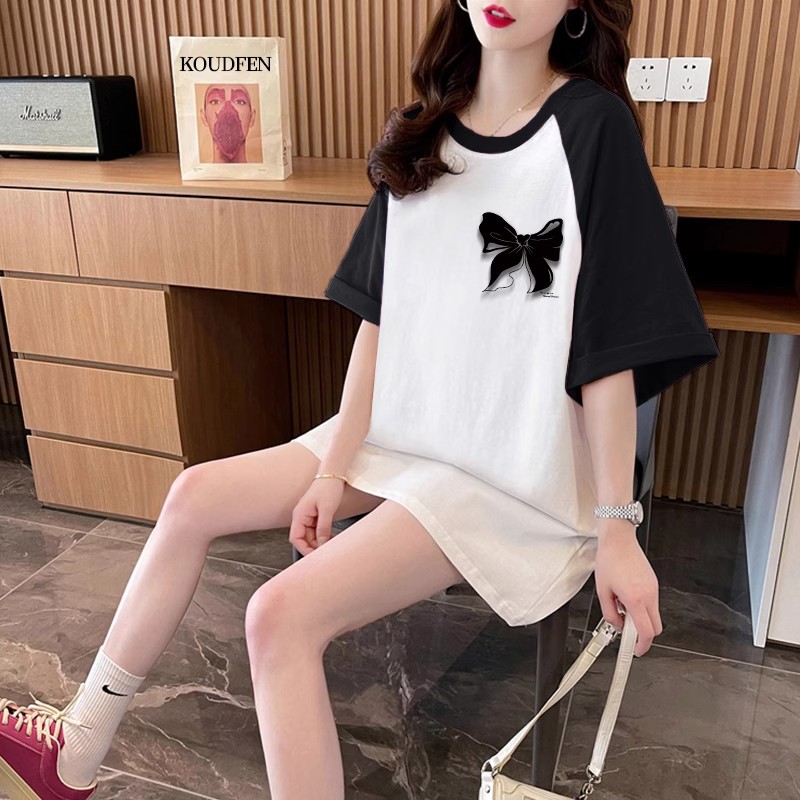 Letters raglan sleeve short sleeve T-shirt for women