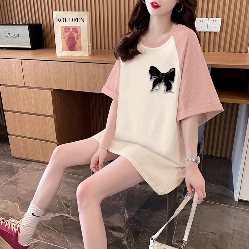 Letters raglan sleeve short sleeve T-shirt for women