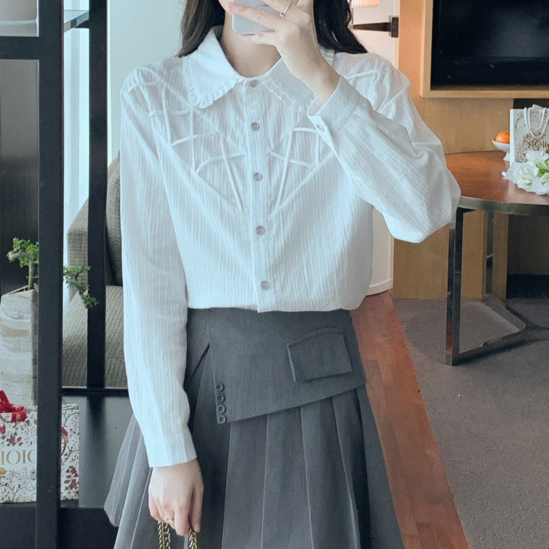 Niche long sleeve shirt white tops for women