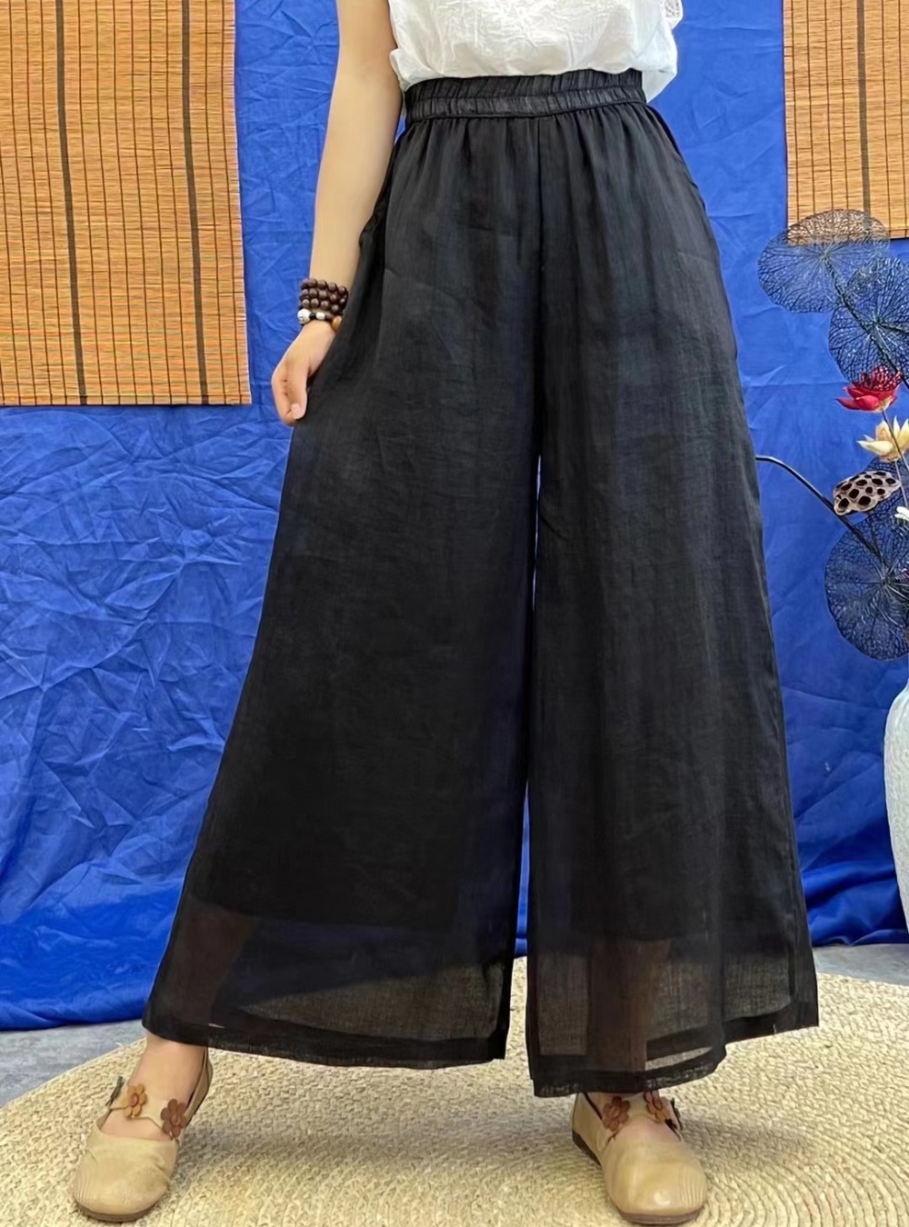 Retro wide leg pants straight pants pants for women