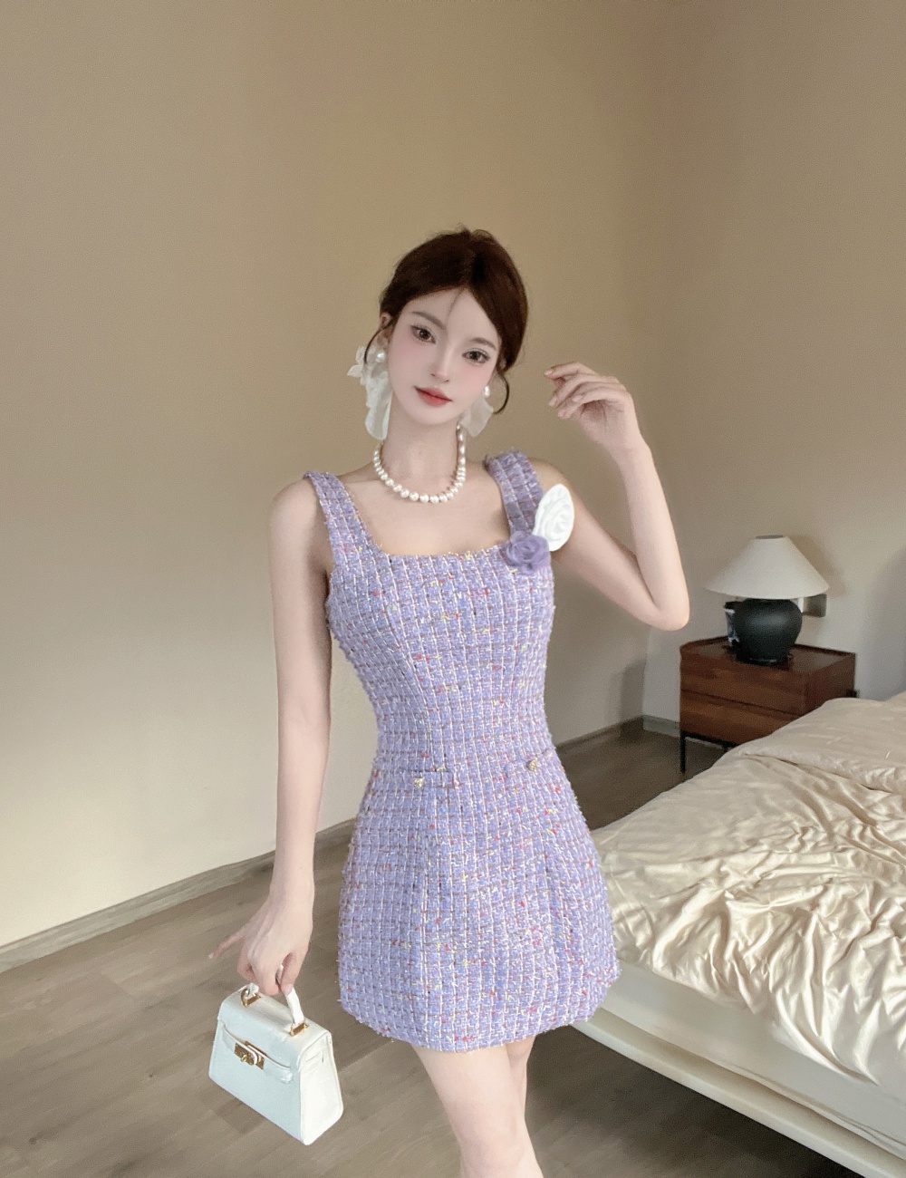 Summer temperament vest chanelstyle pinched waist dress