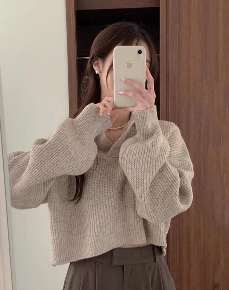 Loose long sleeve knitted Casual niche sweater for women