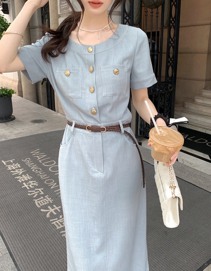 Commuting straight dress colors slim long dress for women