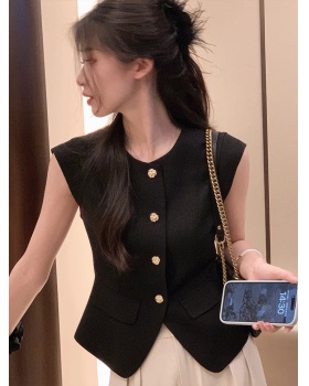 Chanelstyle thin waistcoat pony sleeveless vest for women