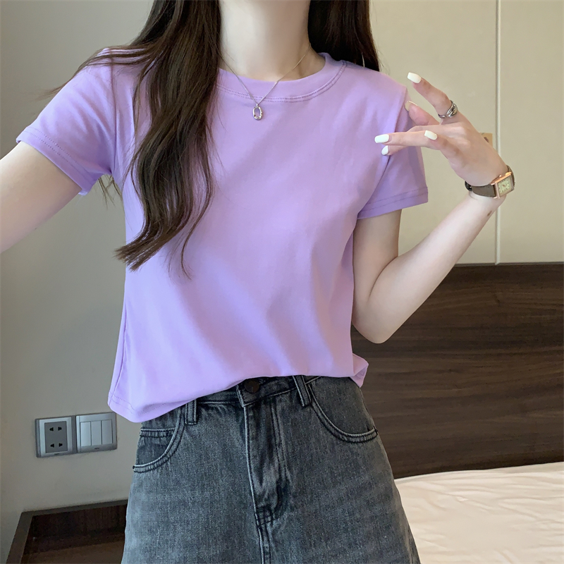 Simple summer tops pure T-shirt for women