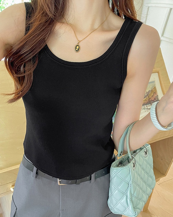 Slim simple knitted tops pure summer wears outside vest for women