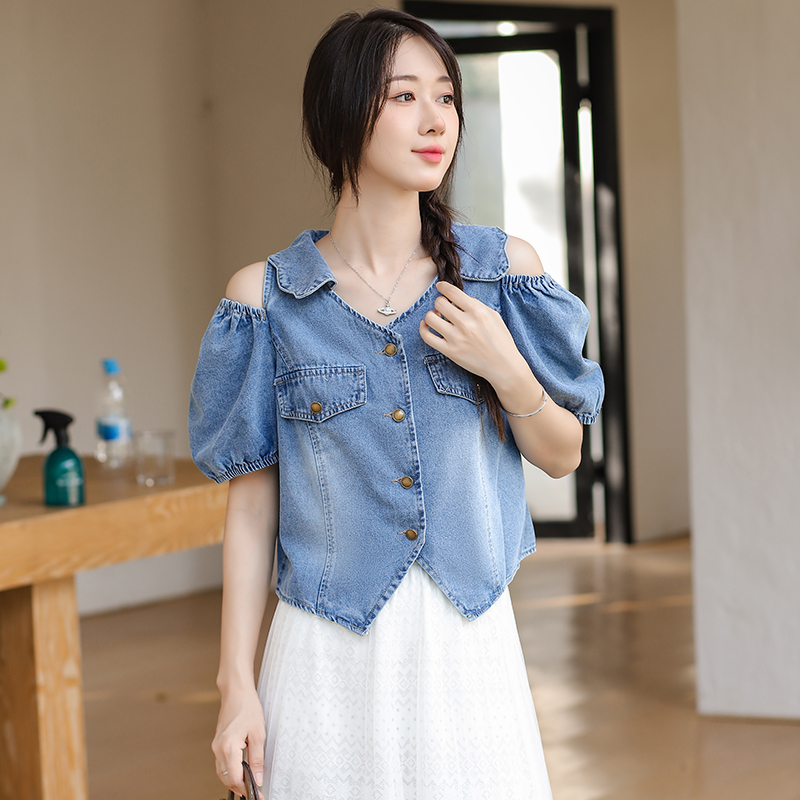 Short thin tops strapless Western style shirt for women