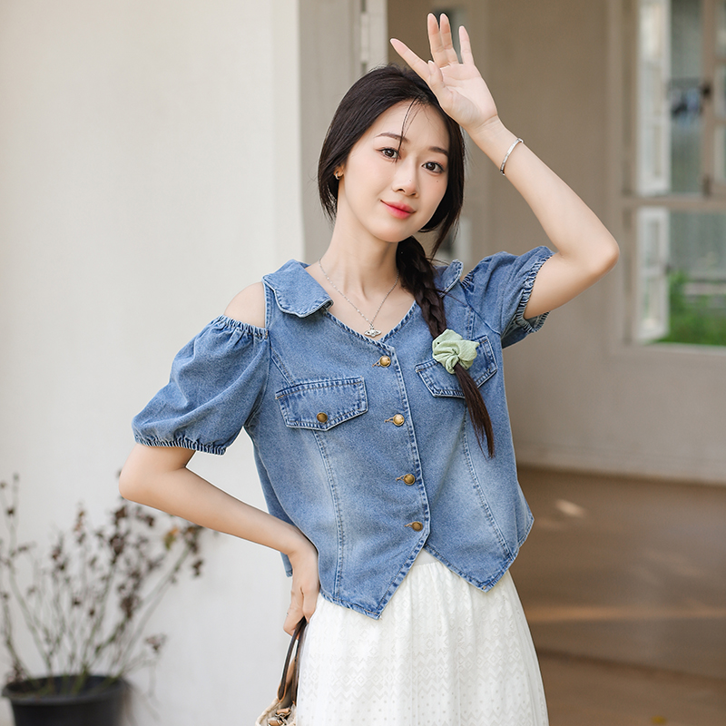 Short thin tops strapless Western style shirt for women