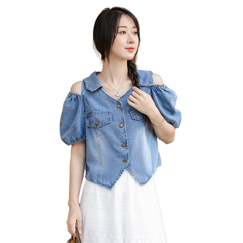 Short thin tops strapless Western style shirt for women