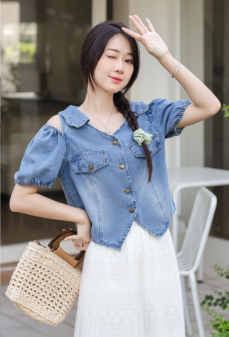 Short thin tops strapless Western style shirt for women