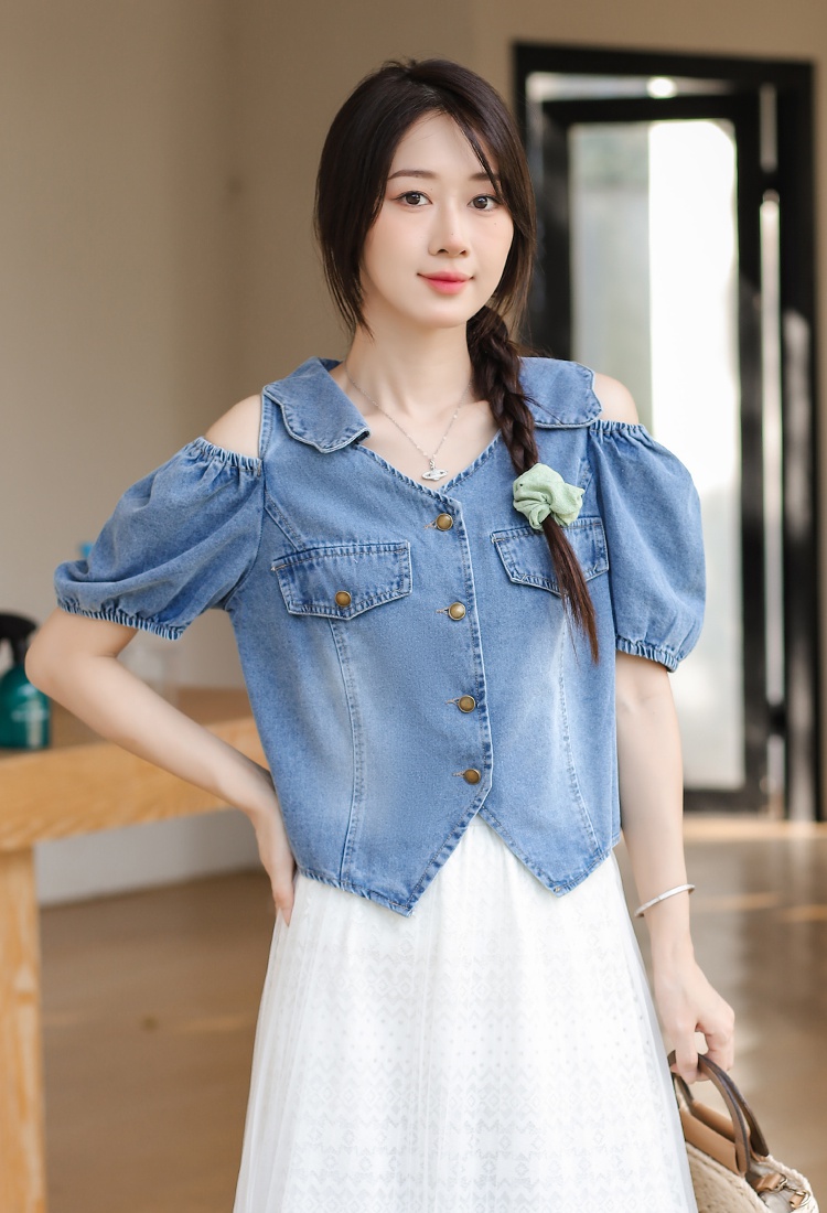 Short thin tops strapless Western style shirt for women