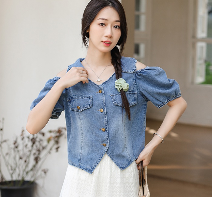 Short thin tops strapless Western style shirt for women