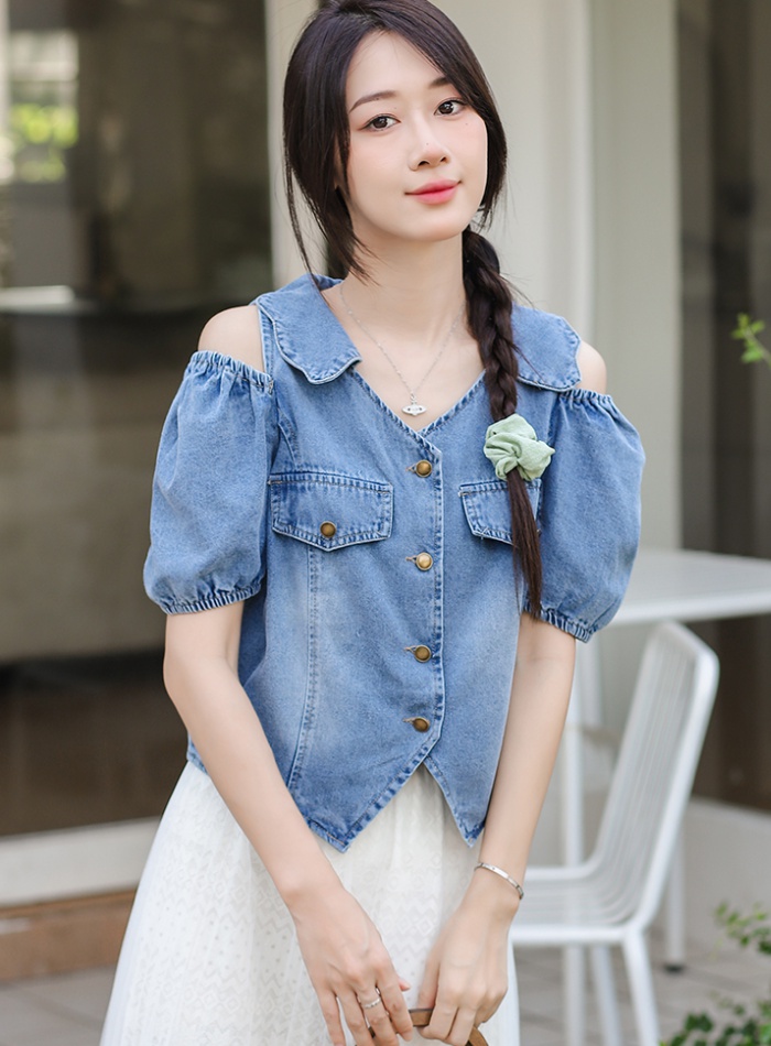 Short thin tops strapless Western style shirt for women