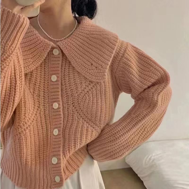 Single-breasted sweater long sleeve cardigan