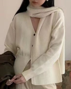 Single-breasted knitted sweater Korean style long sleeve tops