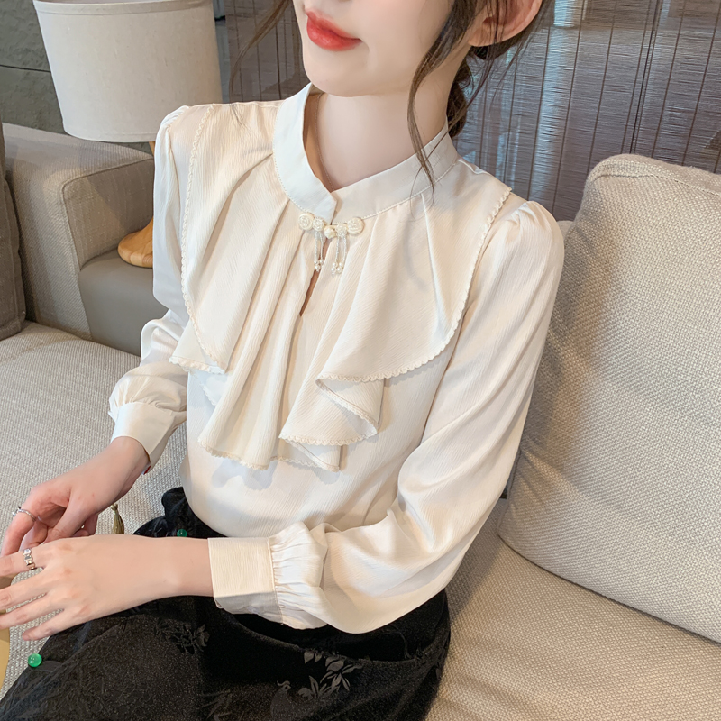 Chinese style commuting shirt autumn chiffon shirt for women