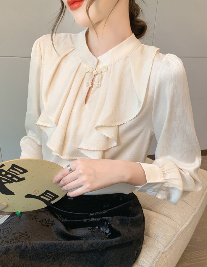 Chinese style commuting shirt autumn chiffon shirt for women