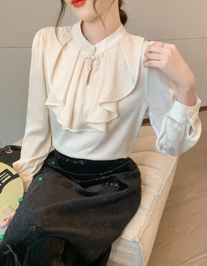 Chinese style commuting shirt autumn chiffon shirt for women