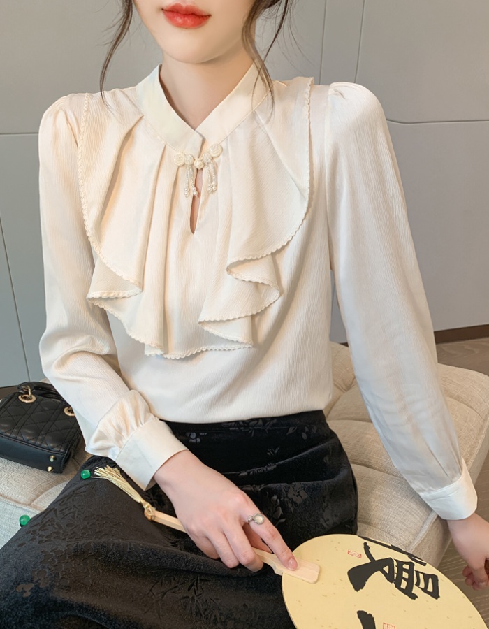 Chinese style commuting shirt autumn chiffon shirt for women