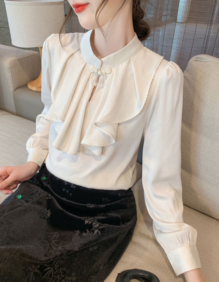 Chinese style commuting shirt autumn chiffon shirt for women