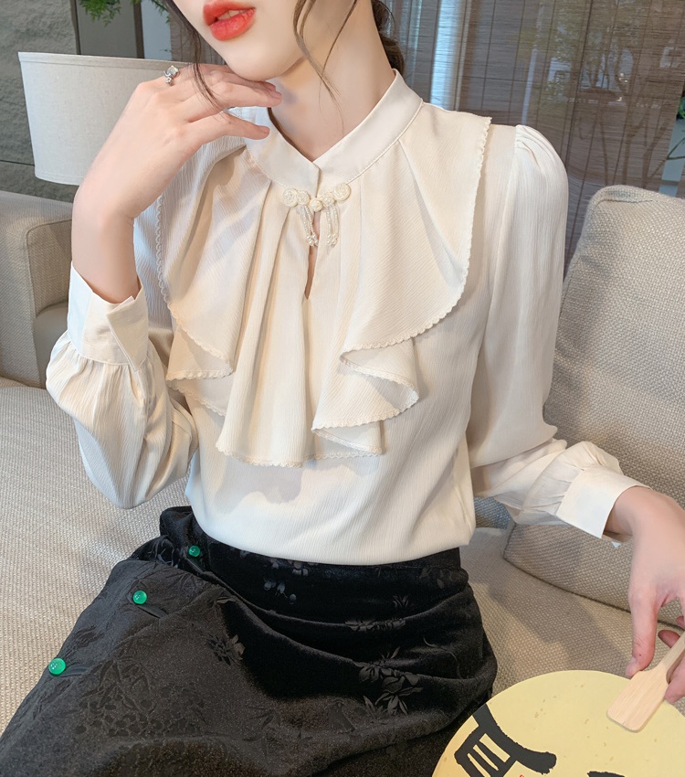 Chinese style commuting shirt autumn chiffon shirt for women