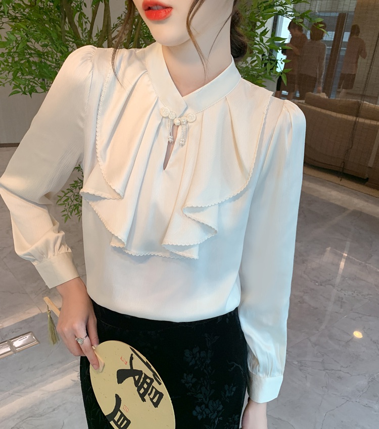 Chinese style commuting shirt autumn chiffon shirt for women