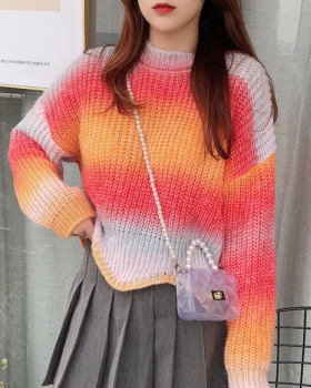Rainbow gradient tops knitted pullover sweater
