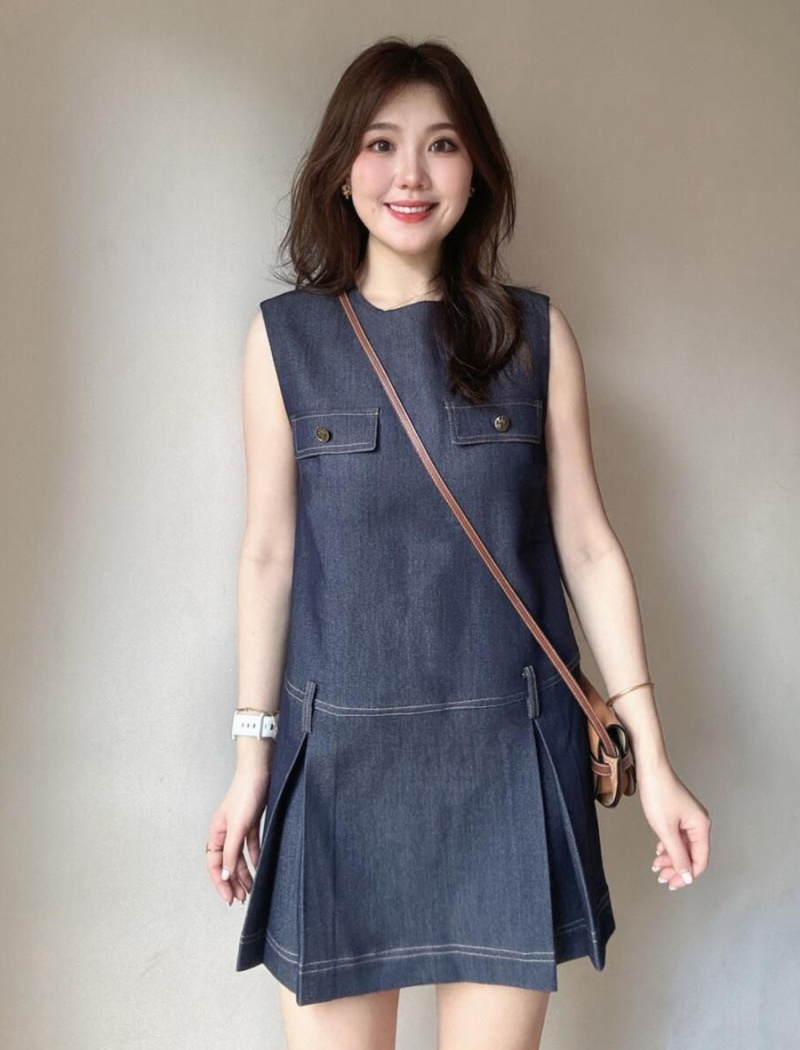 France style slim dress A-line denim vest for women